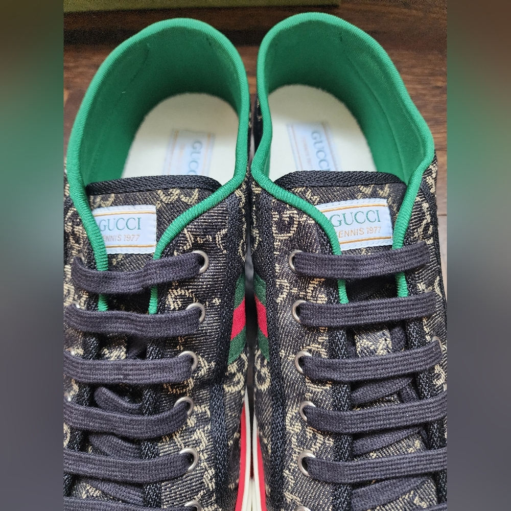 $750 Brand New Gucci Tennis 1977 Men Sneakers Black Web US 15.5 G 14.5 - Picture 6 of 12